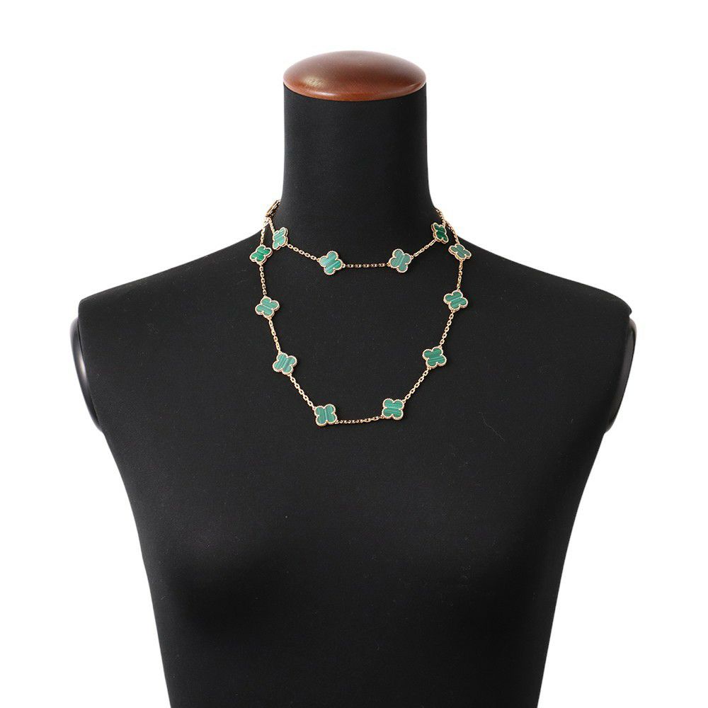 ヴァンクリーフ&アーペル ネックレス ヴィンテージ アルハンブラ ロングネックレス 20モチーフ マラカイト K18YG VCARL88100