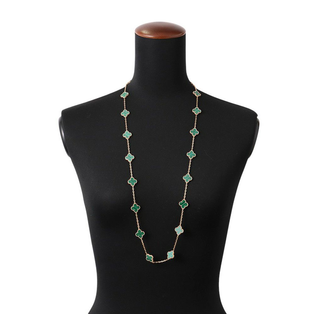 ヴァンクリーフ&アーペル ネックレス ヴィンテージ アルハンブラ ロングネックレス 20モチーフ マラカイト K18YG VCARL88100