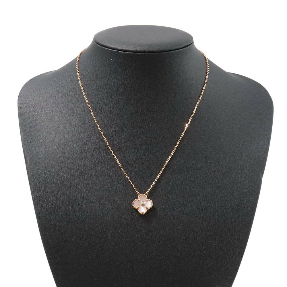 ヴァンクリ ネックレス ヴィンテージ アルハンブラ ピンクマザーオブパール/ダイヤ 1P K18PG VCARPMOP00 2025年ホリデー限定