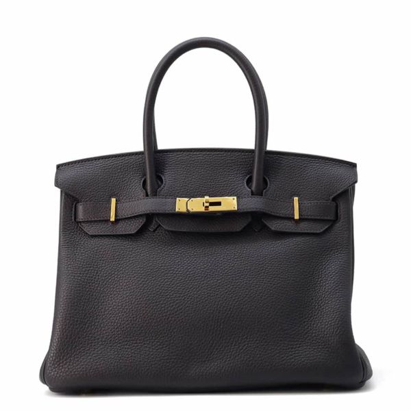 エルメス バーキン30 プルノワール/ゴールド金具 トゴ T刻印HERMES Birkin ハンドバッグ