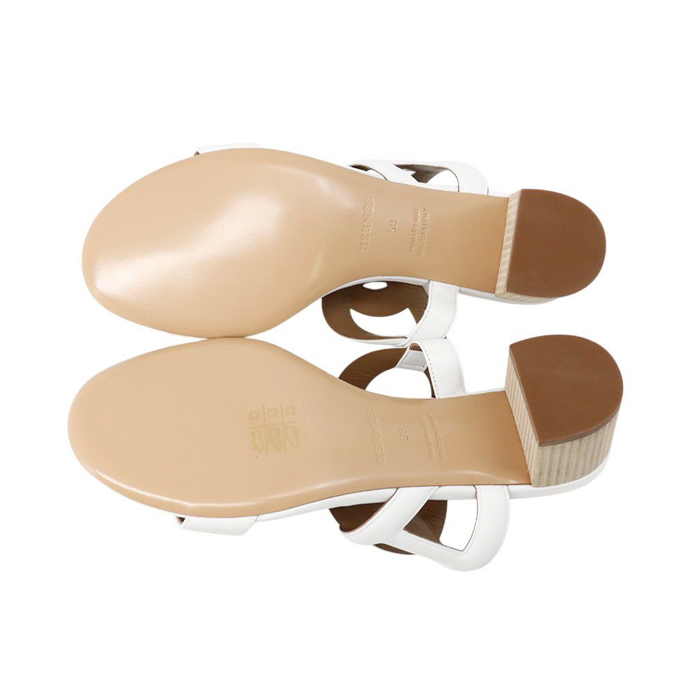 エルメス サンダル ビキニ シェーヌダンクル レディースサイズ38 HERMES 靴 ミュール 白