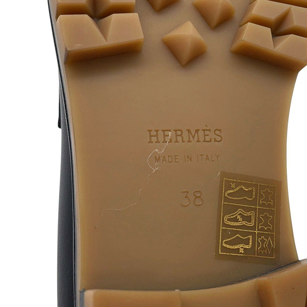 エルメス モカシン フォーブル レザー レディースサイズ38 HERMES 靴 黒