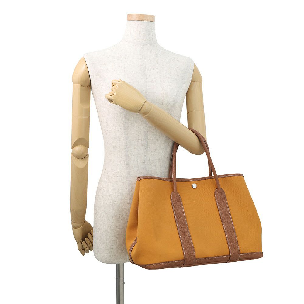 エルメス トートバッグ ガーデンパーティPM サフラン/ゴールド/シルバー金具 トワルオフィシエ/ネゴンダ C刻印