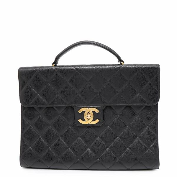 シャネル ビジネスバッグ マトラッセ ココマーク キャビアスキン CHANEL バッグ ハンドバッグ ブリーフケース 黒