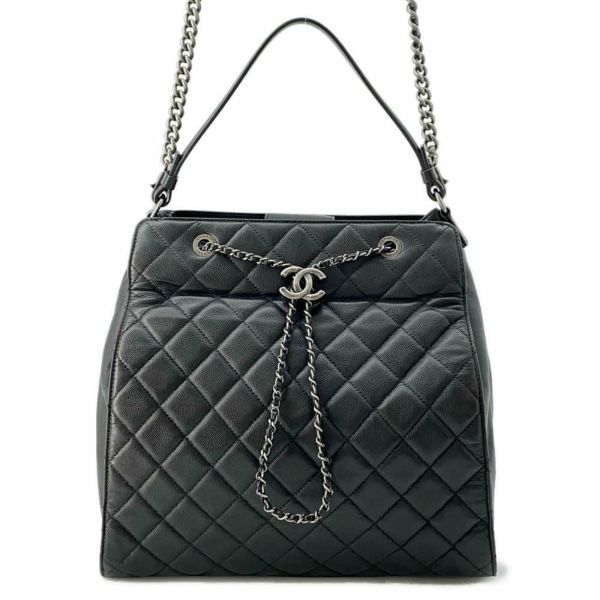 シャネル ハンドバッグ CCバケット マトラッセ ココマーク キャビアスキン CHANEL 2wayショルダーバッグ 黒