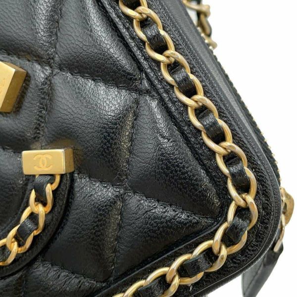 シャネル チェーンショルダーバッグ CCフィリグリー ミニ ラムスキン A84452 CHANEL 黒 ミニバッグ