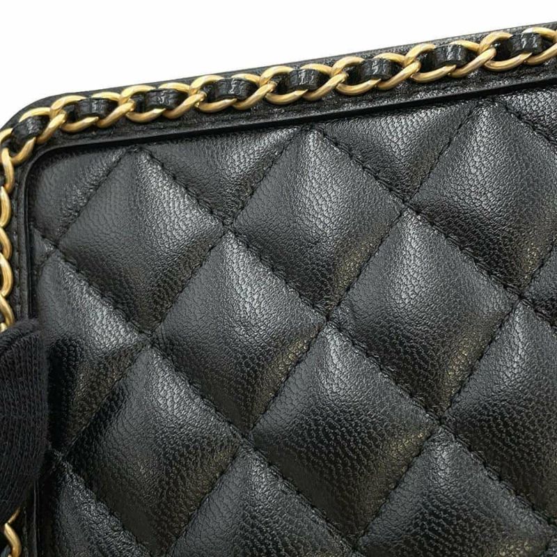 シャネル チェーンショルダーバッグ CCフィリグリー ミニ ラムスキン A84452 CHANEL 黒 ミニバッグ