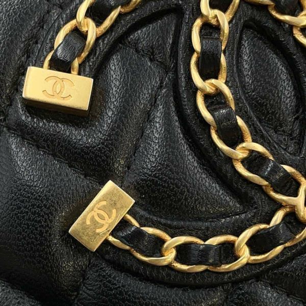 シャネル チェーンショルダーバッグ CCフィリグリー ミニ ラムスキン A84452 CHANEL 黒 ミニバッグ