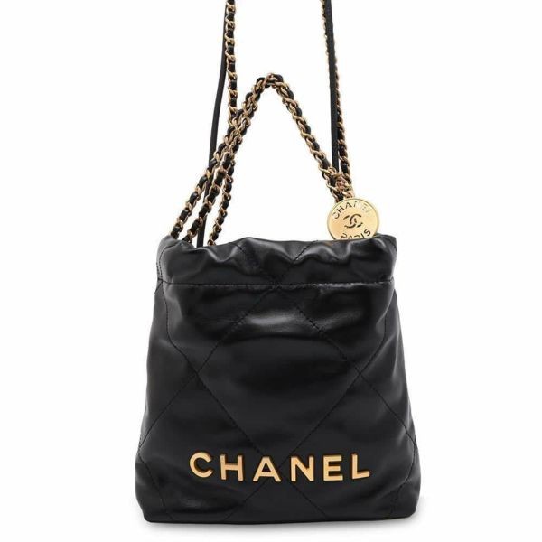 シャネル ハンドバッグ CHANEL 22 ミニ ココマーク シャイニーカーフレザー AS3980 CHANEL 2wayショルダーバッグ 黒