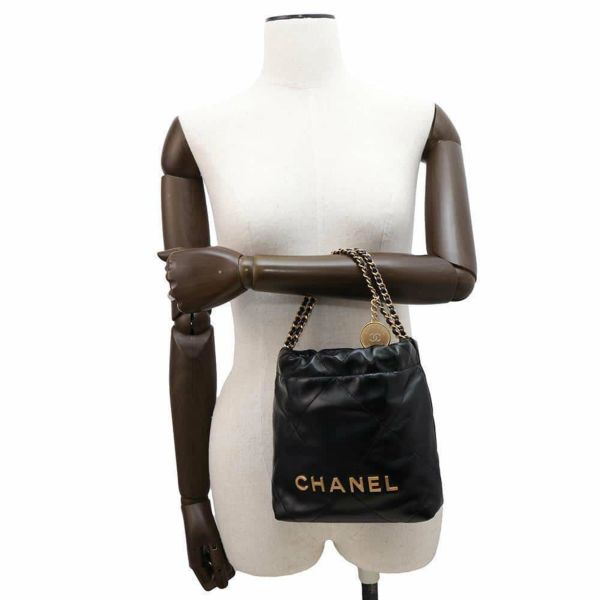 シャネル ハンドバッグ CHANEL 22 ミニ ココマーク シャイニーカーフレザー AS3980 CHANEL 2wayショルダーバッグ 黒