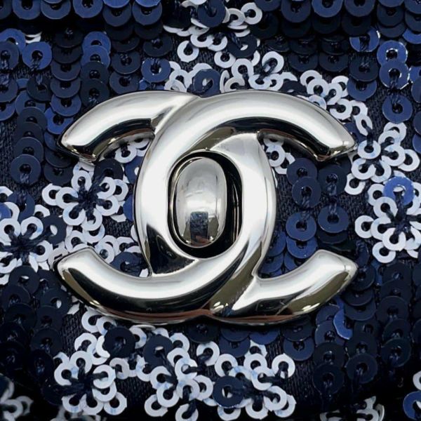 シャネル チェーンショルダーバッグ ココマーク 25 スパンコール CHANEL バッグ 白