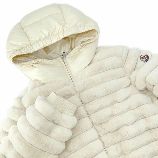 モンクレール ダウンジャケット キッズ Latife ファー フーディ ダウン 954 1A00015 5964D キッズサイズ12 MONCLER 白