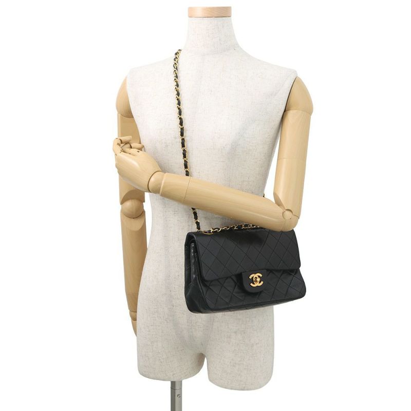 シャネル チェーンショルダーバッグ マトラッセ23 ココマーク ダブルチェーン ラムスキン A01113 CHANEL バッグ 黒