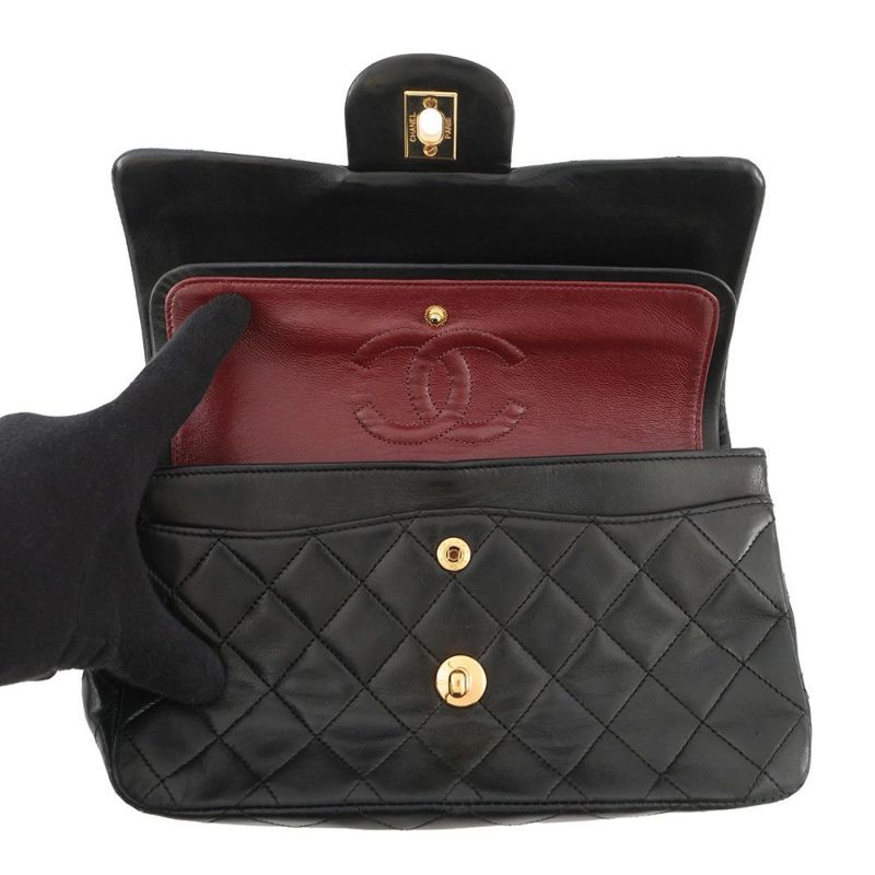 シャネル チェーンショルダーバッグ マトラッセ23 ココマーク ダブルチェーン ラムスキン A01113 CHANEL バッグ 黒