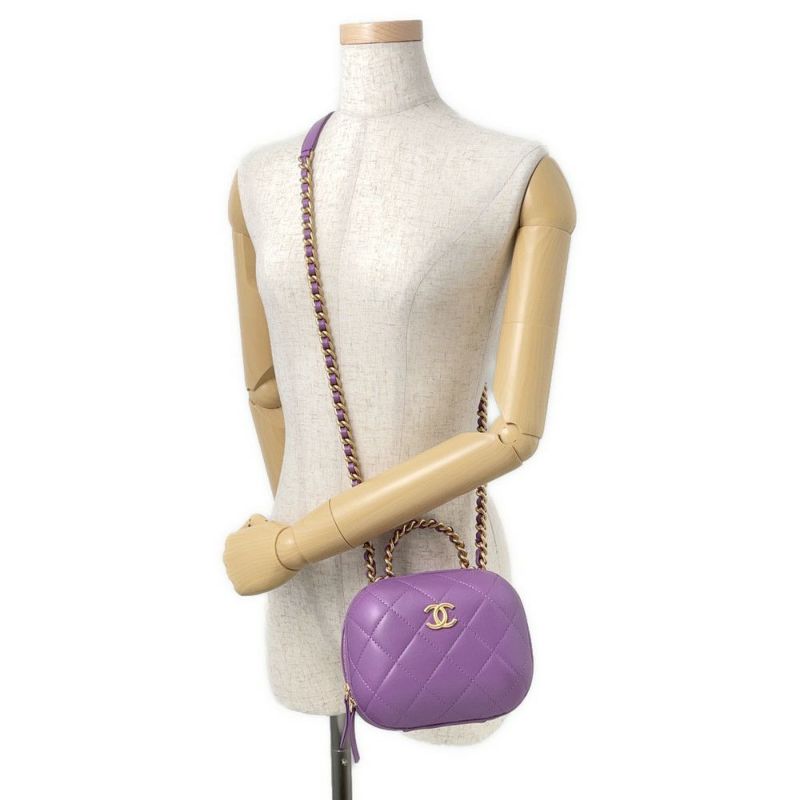 シャネル チェーンショルダーバッグ マトラッセ ココマーク スモール バニティ ラムスキン AS3066 CHANEL 2way
