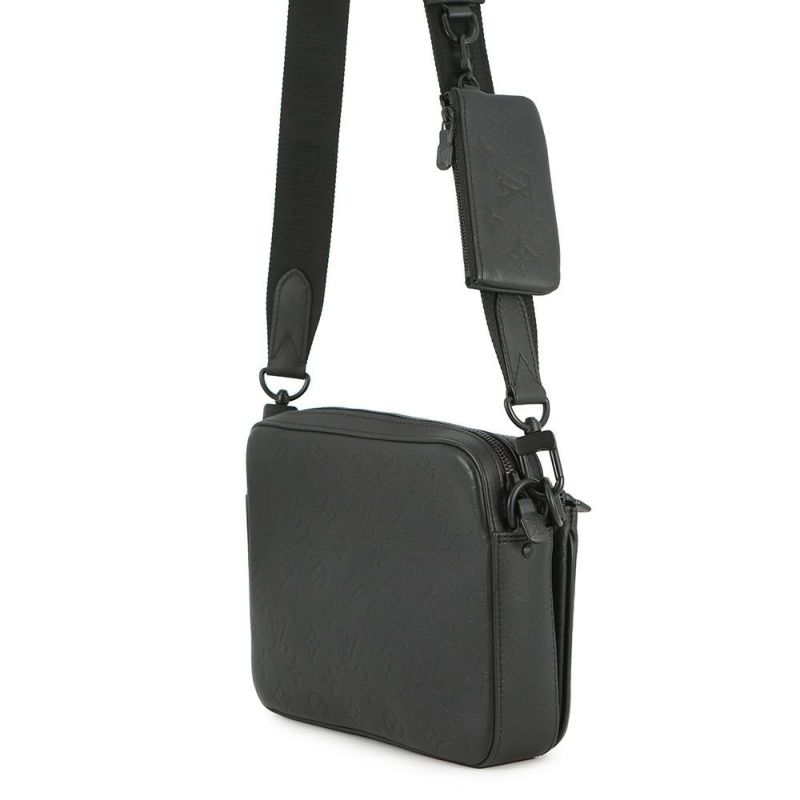ルイヴィトン ショルダーバッグ モノグラム・シャドウ トリオ・メッセンジャー M46602 LOUIS VUITTON ブラック 黒