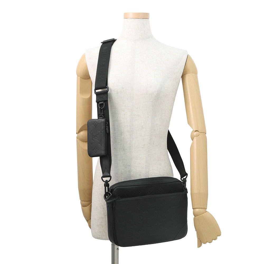 ルイヴィトン ショルダーバッグ モノグラム・シャドウ トリオ・メッセンジャー M46602 LOUIS VUITTON ブラック 黒