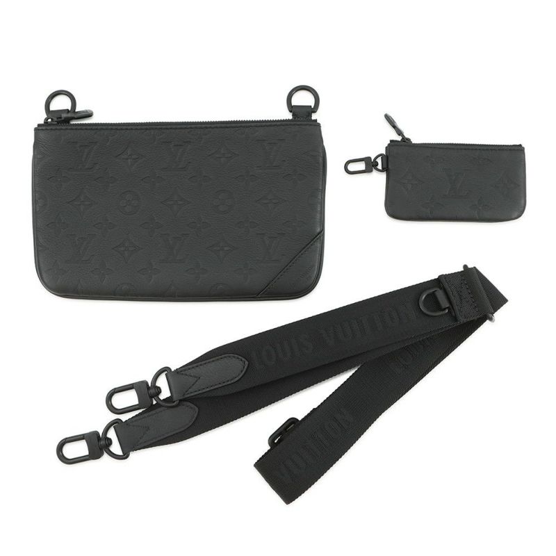 ルイヴィトン ショルダーバッグ モノグラム・シャドウ トリオ・メッセンジャー M46602 LOUIS VUITTON ブラック 黒