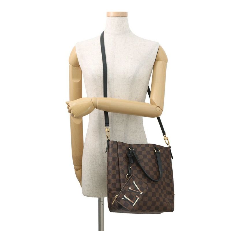 ルイヴィトン ハンドバッグ ダミエ・エベヌ ベルモントNV BB N60348 2wayショルダーバッグ ポーチ付き ブラック 黒