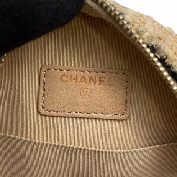 シャネル チェーンショルダーバッグ CHANEL19 マトラッセ ラウンド 千鳥格子 ツイードレザー CHANEL ポシェット 黒