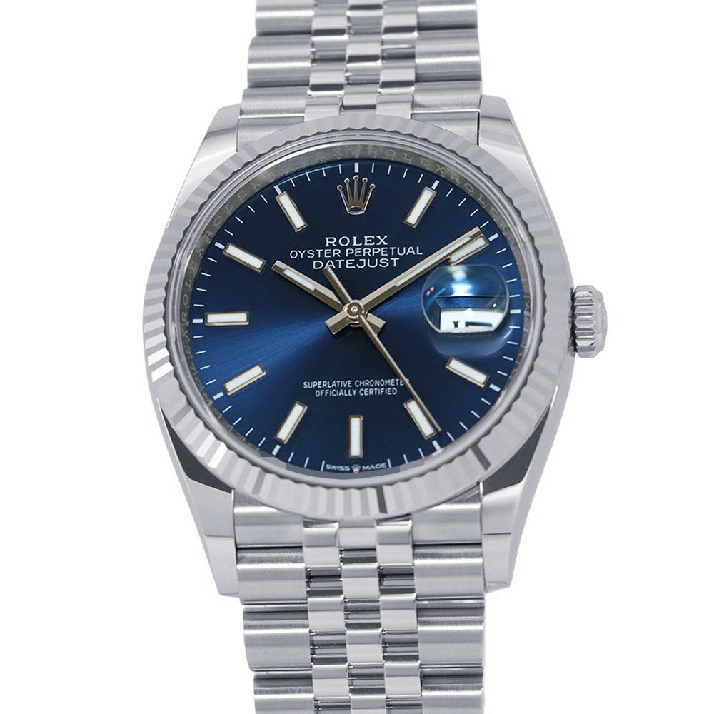 ロレックス デイトジャスト36 SS/K18WG ランダムシリアル ルーレット 126234 ROLEX 腕時計 ブライトブルー文字盤