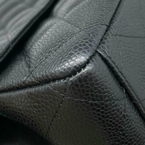 シャネル チェーンショルダーバッグ マトラッセ34 マキシ ココマーク ダブルフラップ キャビアスキン A58601 デカマト 黒