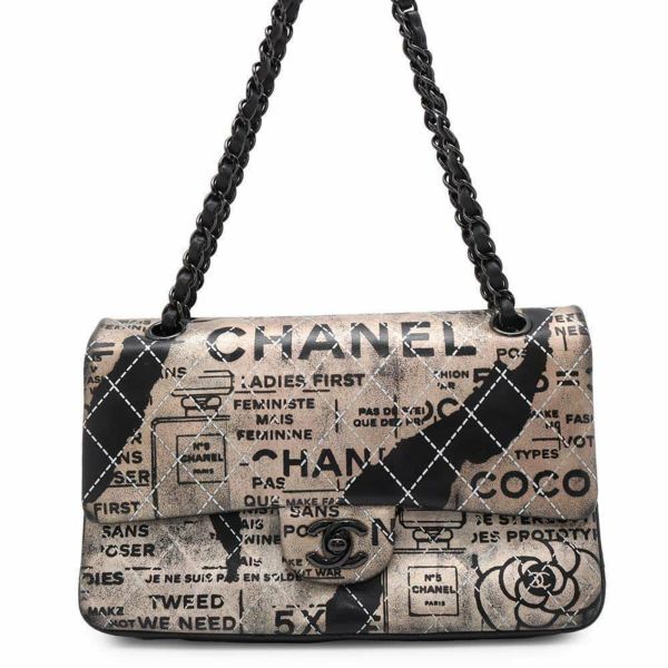 シャネル チェーンショルダーバッグ マトラッセ ココマーク Wフラップ ロゴプリント A01112 CHANEL 2way 黒