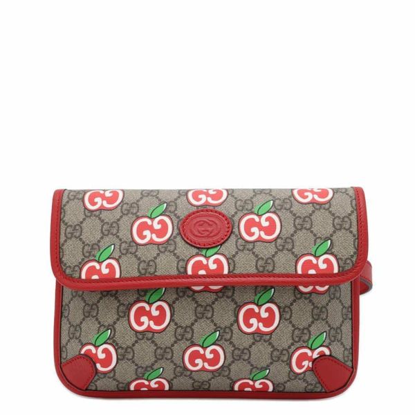 グッチ ボディバッグ アップル GGスプリーム レポム PVC/レザー 625233 GUCCI ベルトバッグ ウエストバッグ