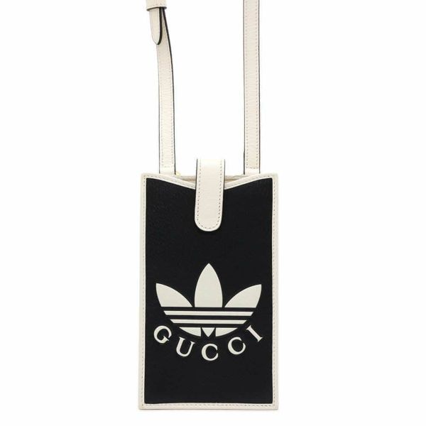 グッチ フォンケース アディダスコラボ レザー 702203 GUCCI フォンケース ポシェット adidas 黒 白