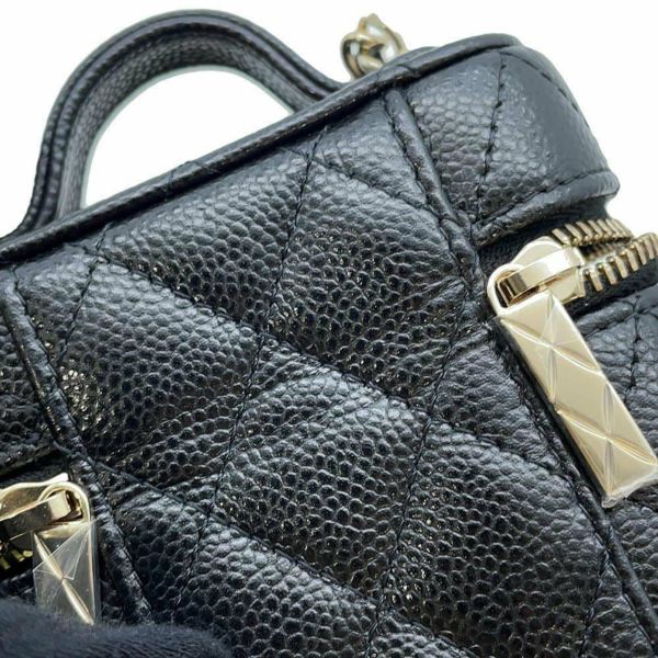 シャネル チェーンヴァニティー ケース スモール マトラッセ ココマーク キャビアスキン AP2503 CHANEL ショルダー ポシェット 黒