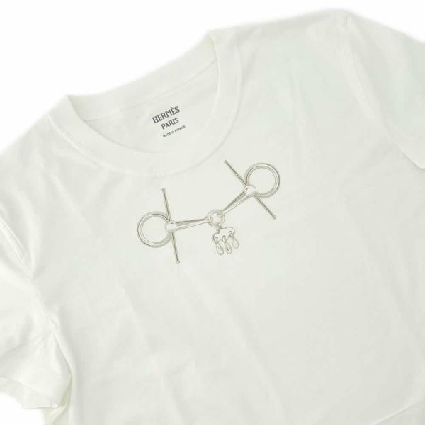 エルメス Ｔシャツ カルトゥッシュ モール コットン レディースサイズ38 HERMES アパレル 白