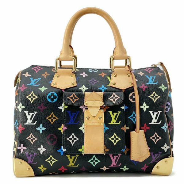 ルイヴィトン ハンドバッグ モノグラム・マルチカラー スピーディ30 M92642 LOUIS VUITTON 黒 ブラック