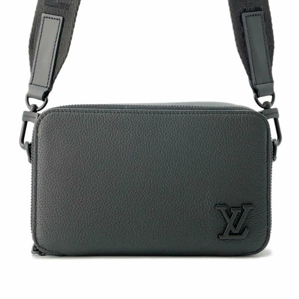 ルイヴィトン ショルダーバッグ グレインカーフレザー LV アエログラム アルファ・ウェアラブル ウォレット M59161 黒 ブラック