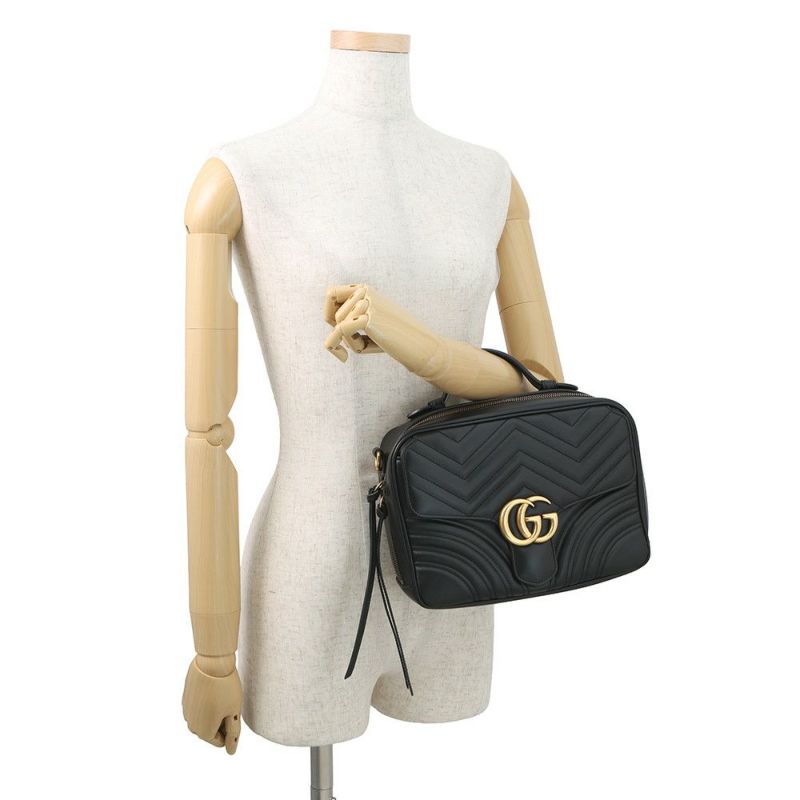 グッチ ハンドバッグ GGマーモント レザー 498100 GUCCI 2wayショルダーバッグ 黒