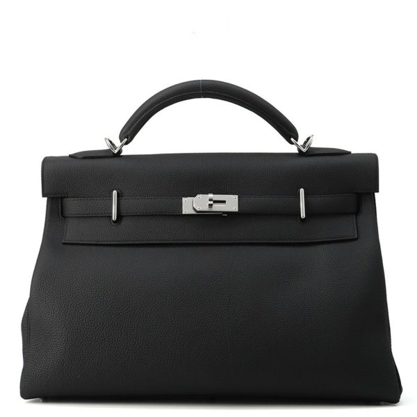 エルメス ハンドバッグ ケリー マキシ 内縫い 42 ブラック/シルバー