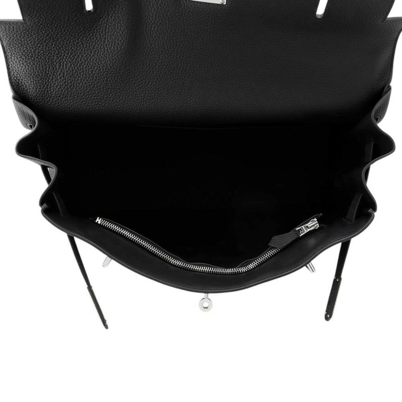 エルメス ハンドバッグ ケリー マキシ 内縫い 42 ブラック/シルバー金具 トゴ W刻印 2wayショルダー 黒