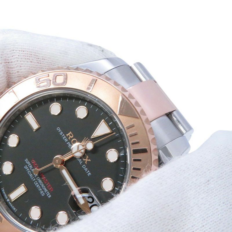 ロレックス ヨットマスター37 SS/K18PG エバーローズゴールド 268621 ROLEX 腕時計 黒文字盤
