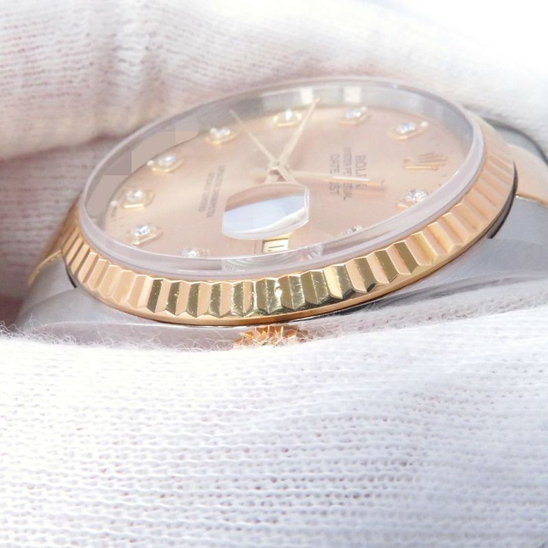 ロレックス デイトジャスト S番 SS/K18YG 16233G ROLEX 腕時計 シャンパン文字盤 10Pダイヤ