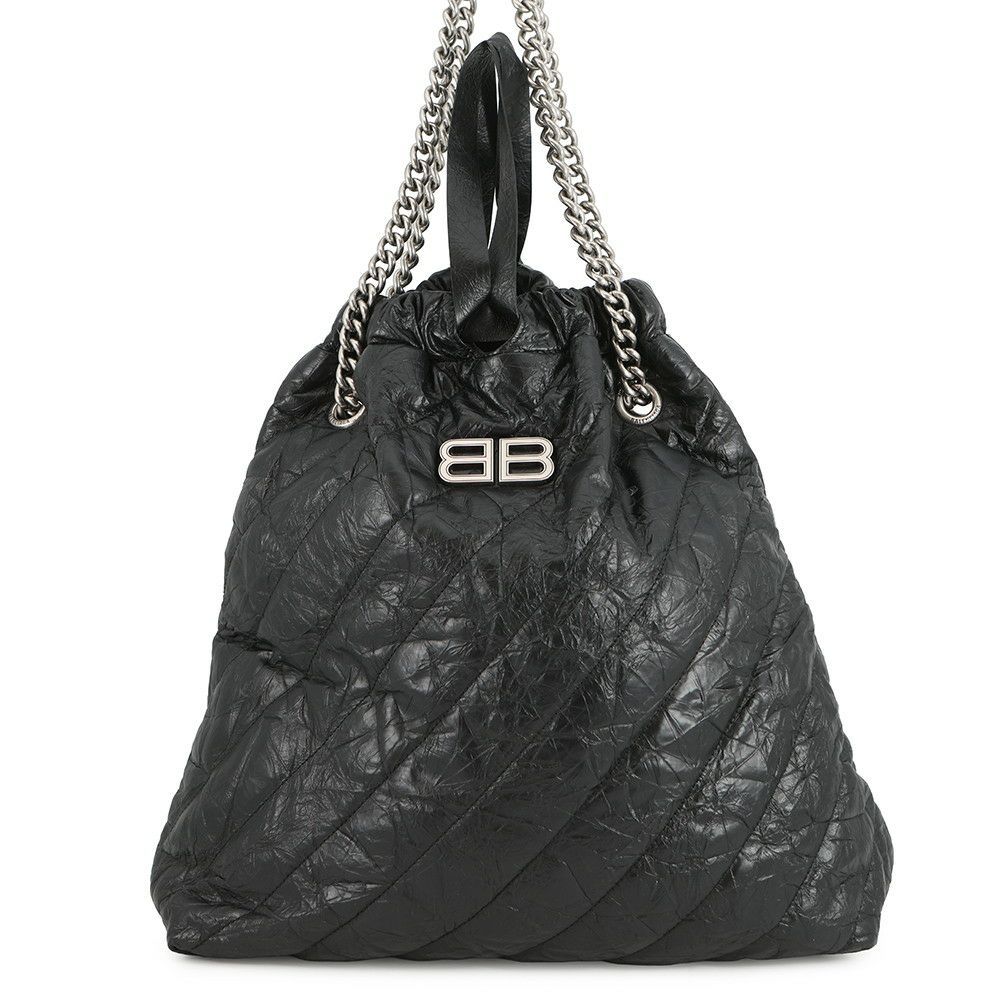 バレンシアガ チェーンショルダーバッグ BBロゴ クラッシュ キルテッド クラッシュカーフレザー 742941 BALENCIAGA バッグ 黒