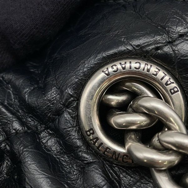 バレンシアガ チェーンショルダーバッグ BBロゴ クラッシュ キルテッド クラッシュカーフレザー 742941 BALENCIAGA バッグ 黒