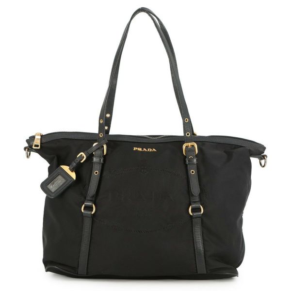 プラダ トートバッグ ロゴ ナイロン BR4255 PRADA 黒 2way