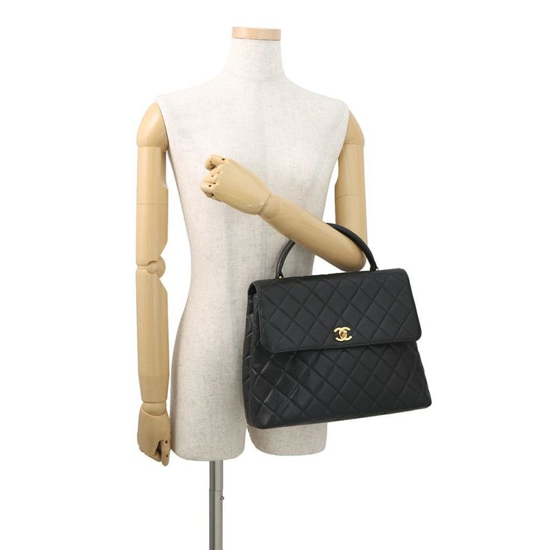 シャネル ハンドバッグ マトラッセ ココマーク トップハンドル キャビアスキン A12397 CHANEL バッグ 黒