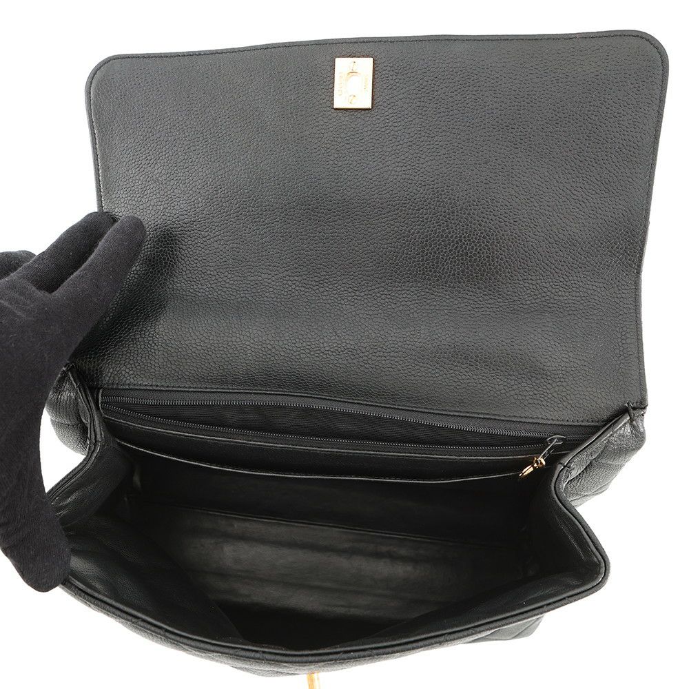 シャネル ハンドバッグ マトラッセ ココマーク トップハンドル キャビアスキン A12397 CHANEL バッグ 黒