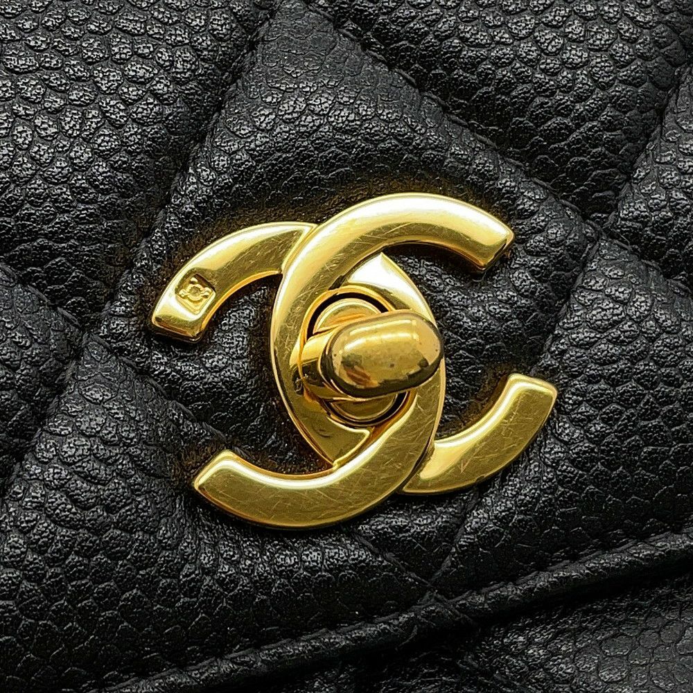 シャネル ハンドバッグ マトラッセ ココマーク トップハンドル キャビアスキン A12397 CHANEL バッグ 黒