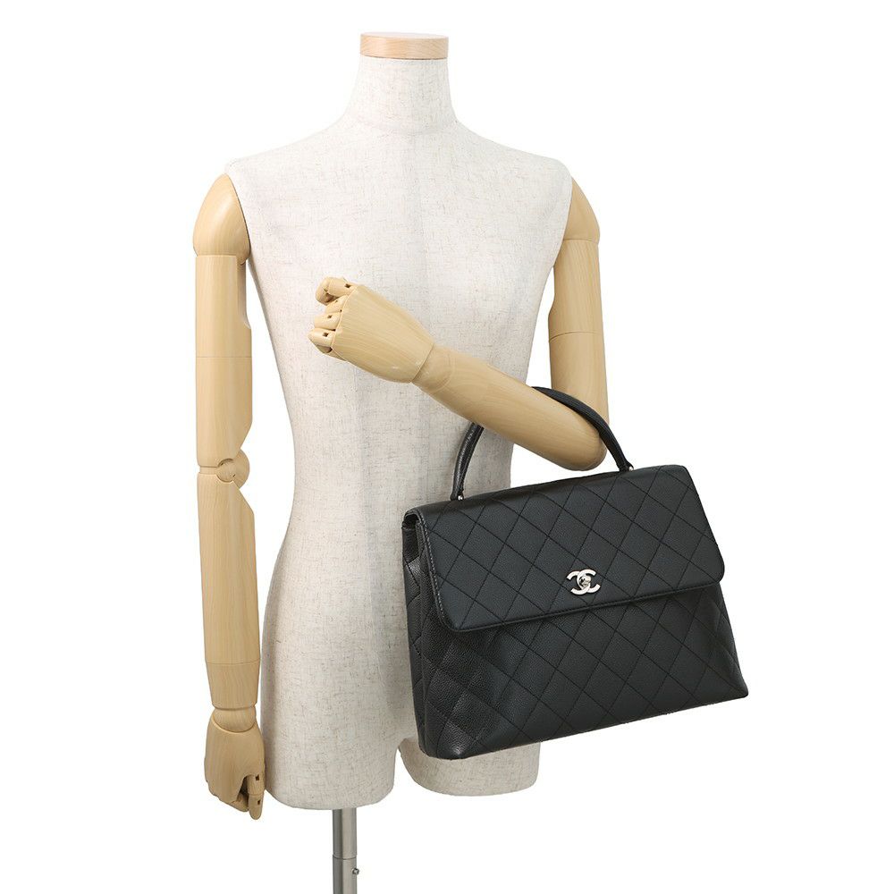 シャネル ハンドバッグ マトラッセ ココマーク トップハンドル キャビアスキン A12397 CHANEL バッグ 黒