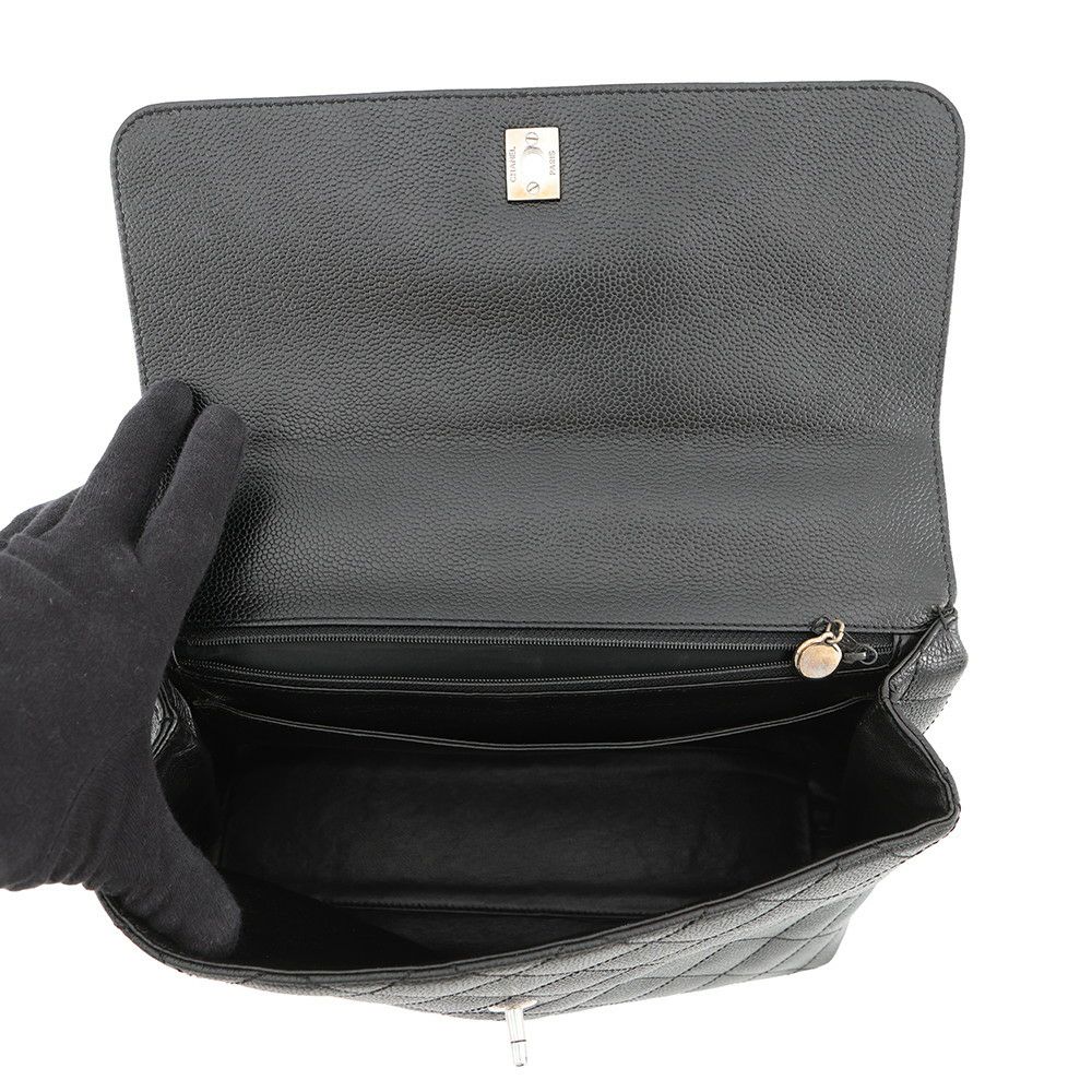 シャネル ハンドバッグ マトラッセ ココマーク トップハンドル キャビアスキン A12397 CHANEL バッグ 黒