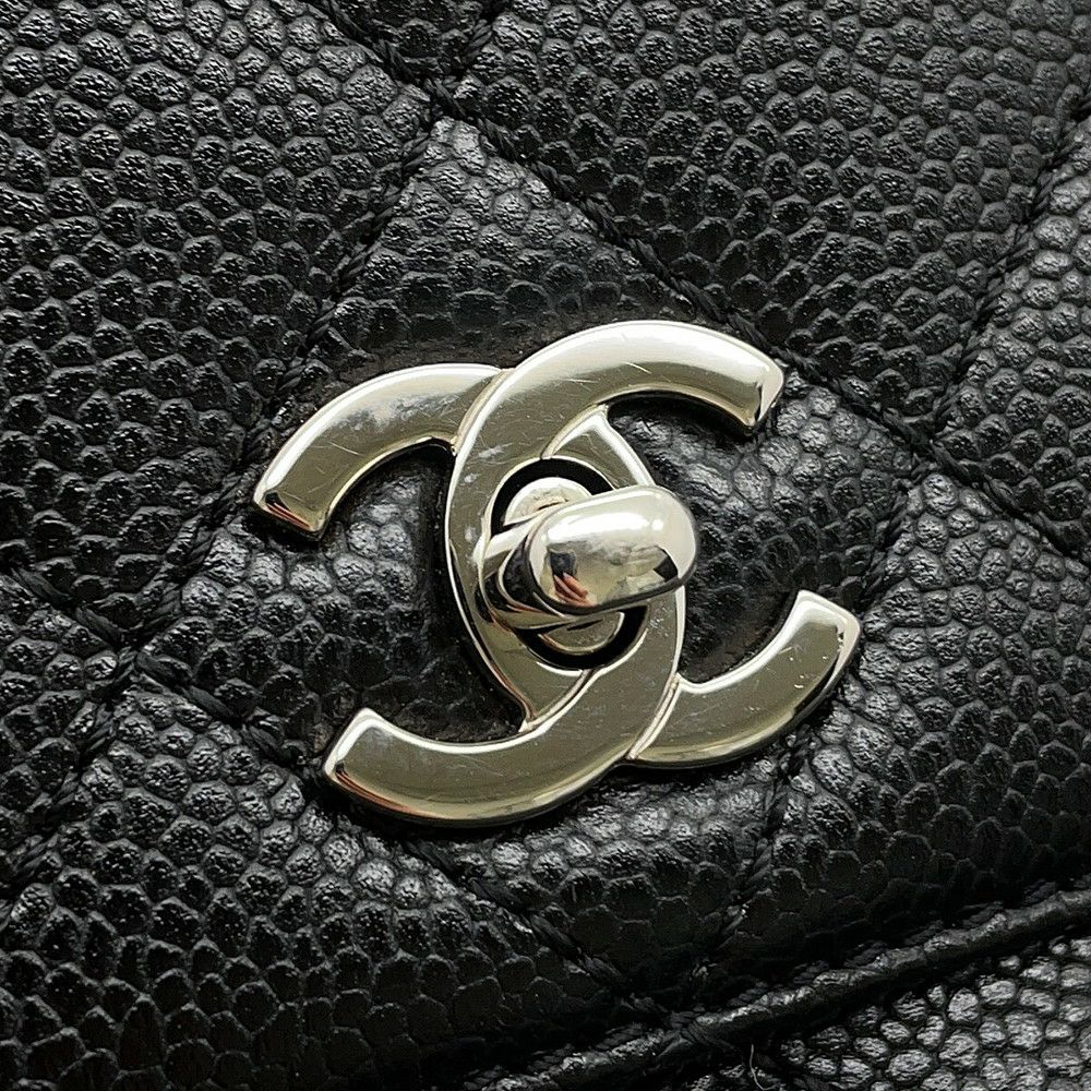 シャネル ハンドバッグ マトラッセ ココマーク トップハンドル キャビアスキン A12397 CHANEL バッグ 黒
