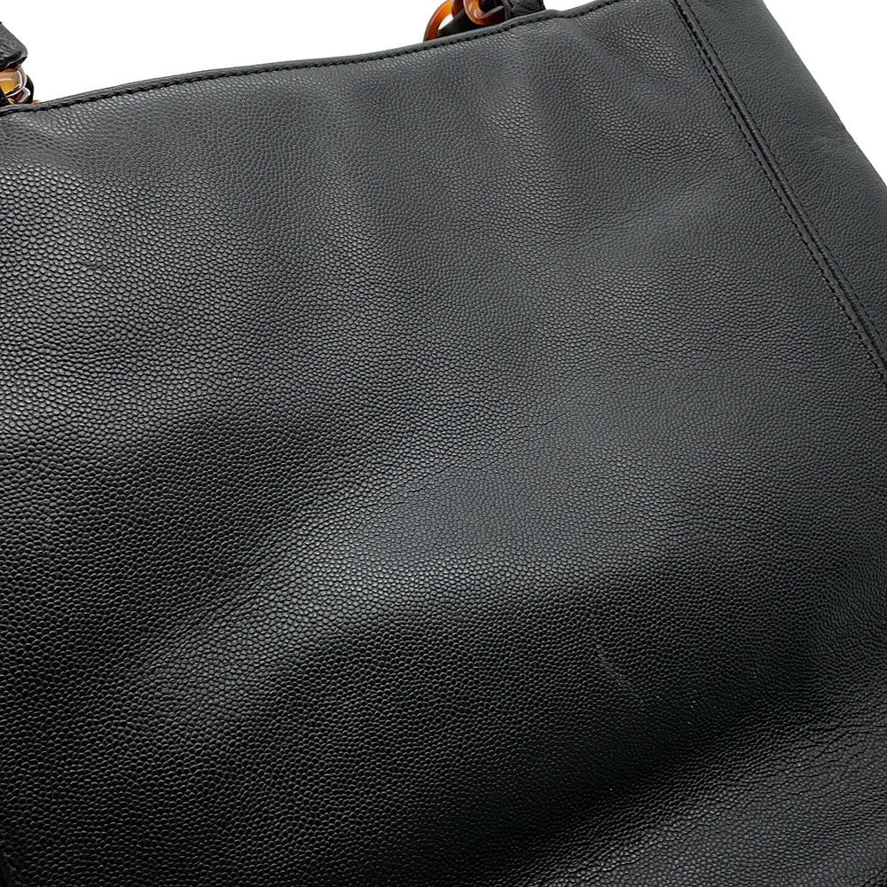 シャネル トートバッグ デカココ ココマーク プラチェーン べっ甲調 キャビアスキン CHANEL 黒