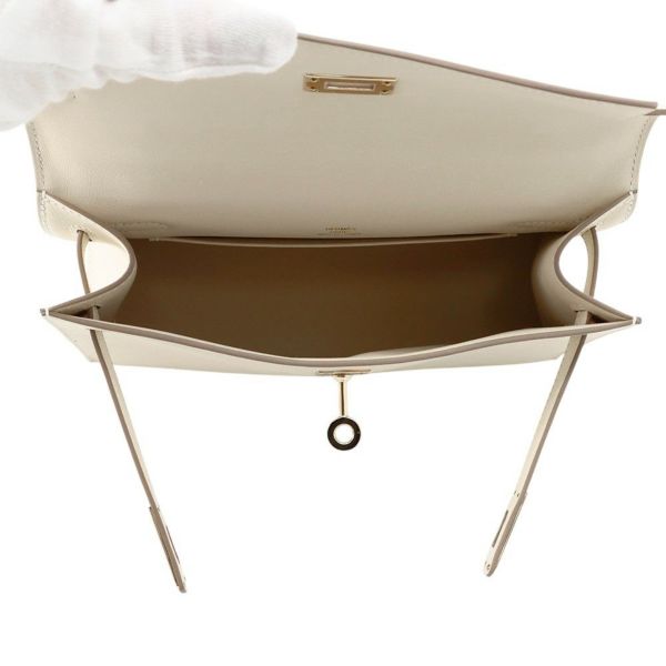 エルメス ハンドバッグ ポシェットケリー クレ/シャンパンゴールド金具 スイフト K刻印