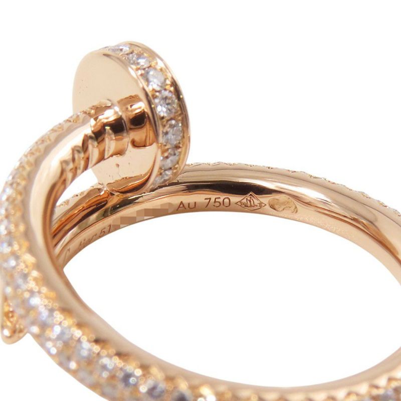 カルティエ リング ジュスト アン クル リング クラシックモデル パヴェ ダイヤ 241P 計0.85ct K18PG サイズ51 N4748600 指輪